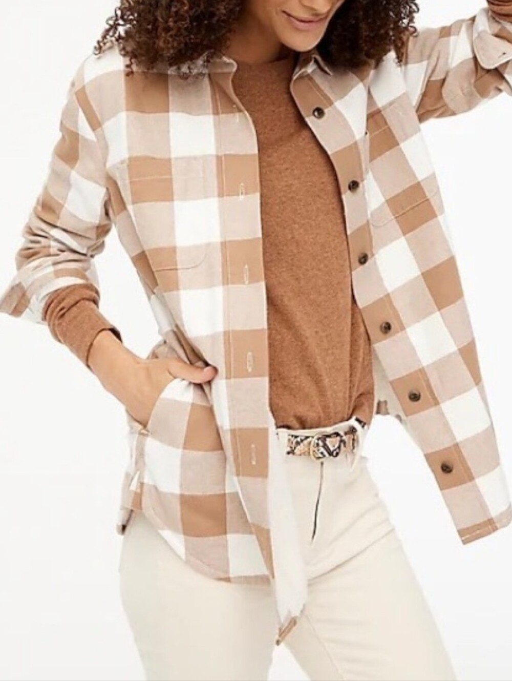J Crew Shirt Jacket Womens Large Flannel Sherpa Lined Shacket Heavy Western Boho